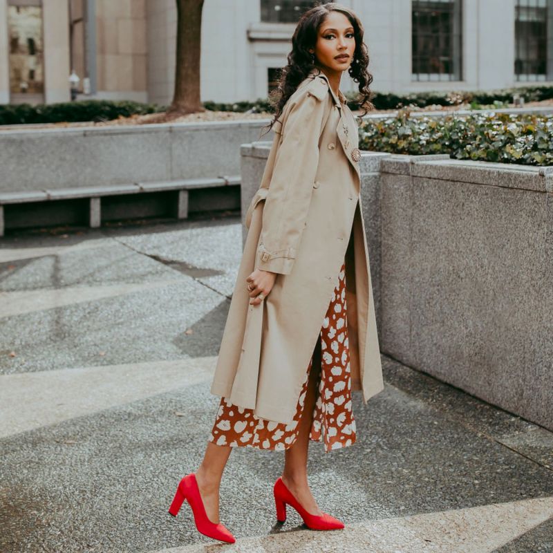 Monroe Red Suede Pump With Block Heel image