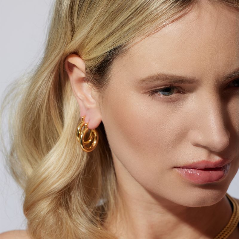 Lola Chubby Round Gold Hoop Earrings image