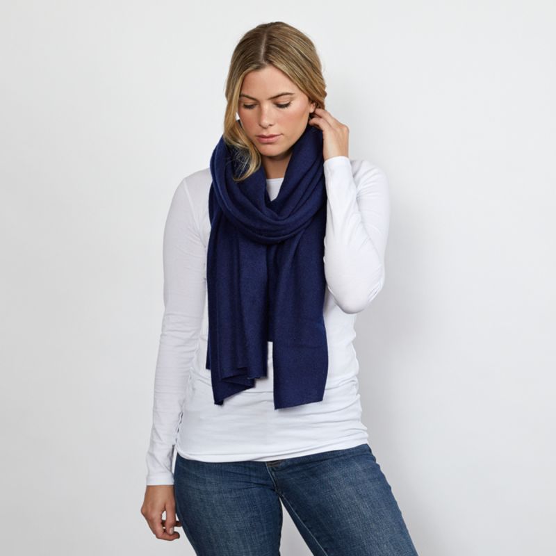 Lola French Navy Cashmere Travel Wrap image