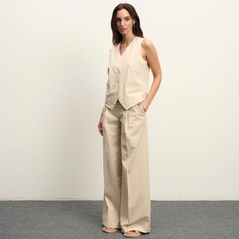 Long Cotton Trousers – Vanilla image