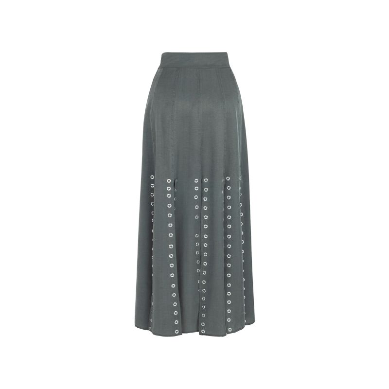 Long Eyelet Skirt With Slits image
