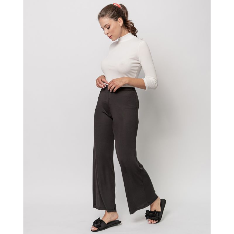 Long Leg Flare Pants - Ribbed Silky image