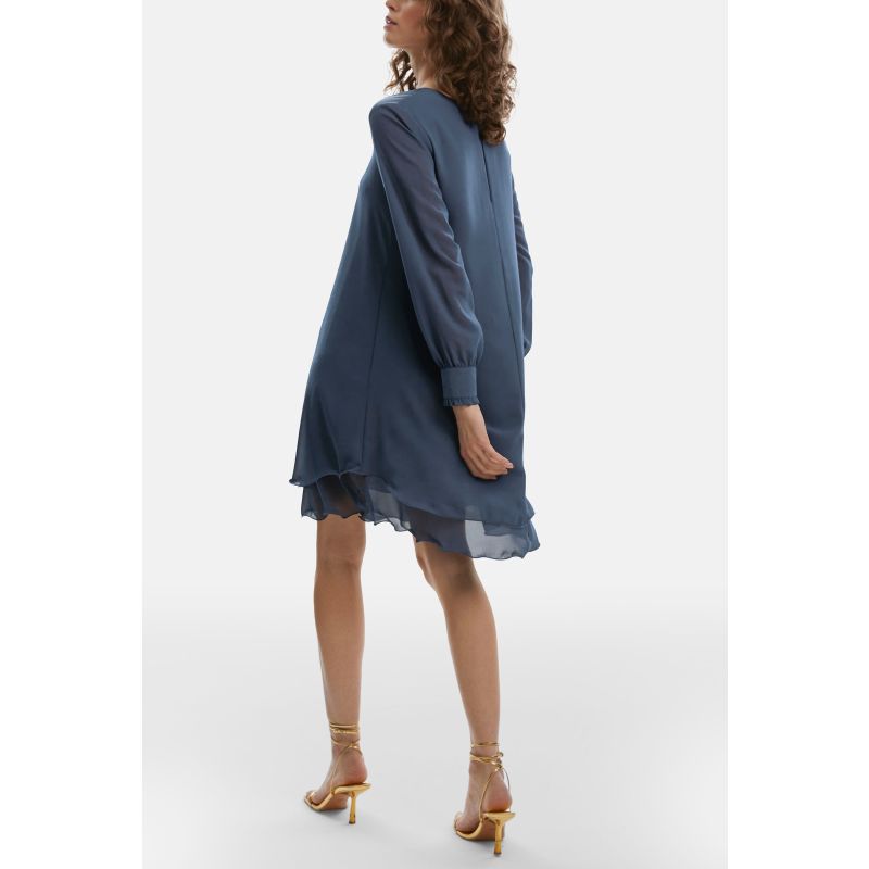 Long Sleeve Denim Wave Hem Dress image