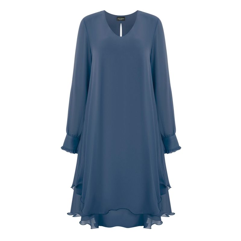 Long Sleeve Denim Wave Hem Dress image