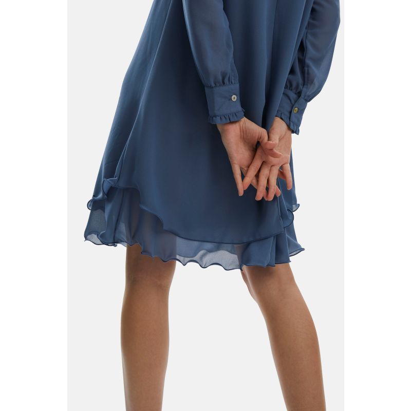 Long Sleeve Denim Wave Hem Dress image