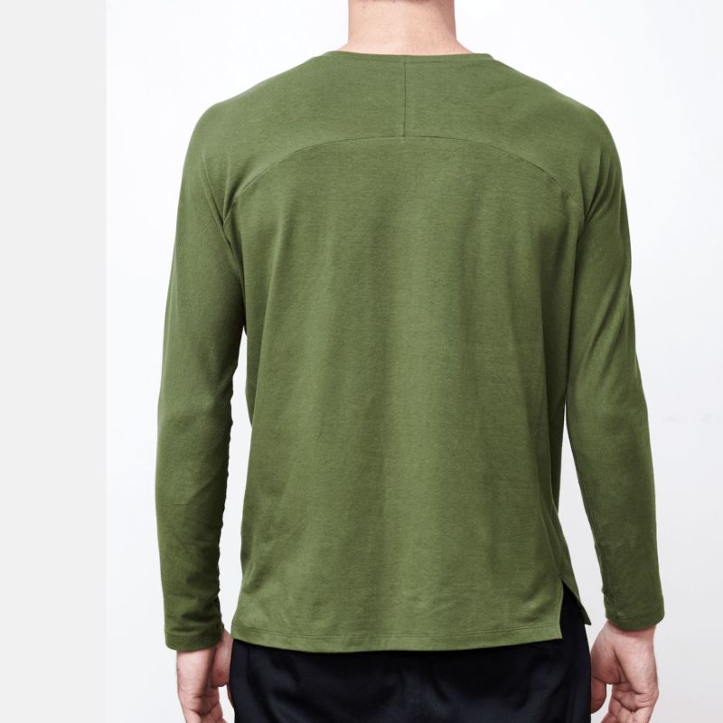 Long Sleeve Side-Slit Comfort T-Shirt - Military Green image