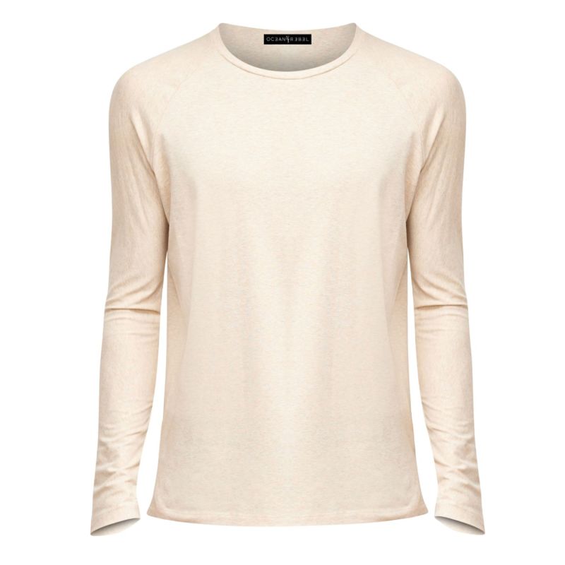 Long Sleeve Side-Slit Comfort T-Shirt - Raw Oatmeal image