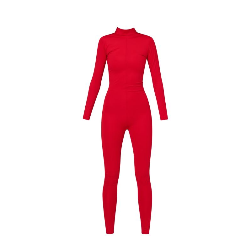 Red turtleneck jumpsuit deals