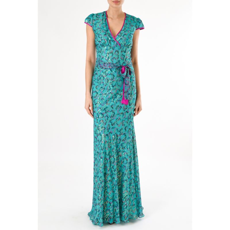 Long Willow Dress Aqua Awakening Print image