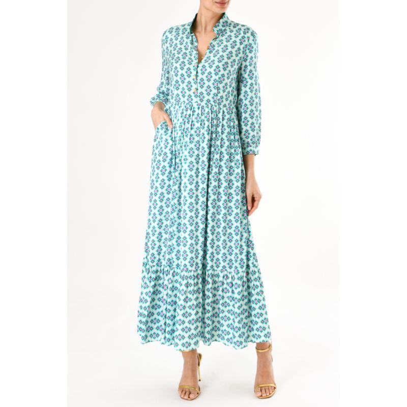 Longer Anastasia Dress Turquoise Crazy Pav Print image