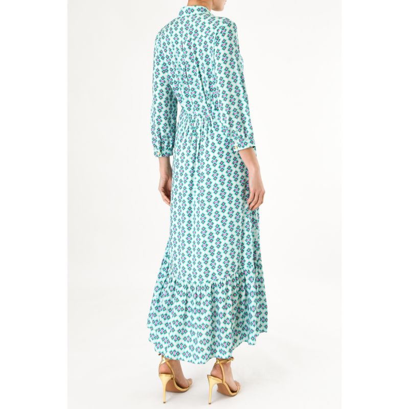 Longer Anastasia Dress Turquoise Crazy Pav Print image