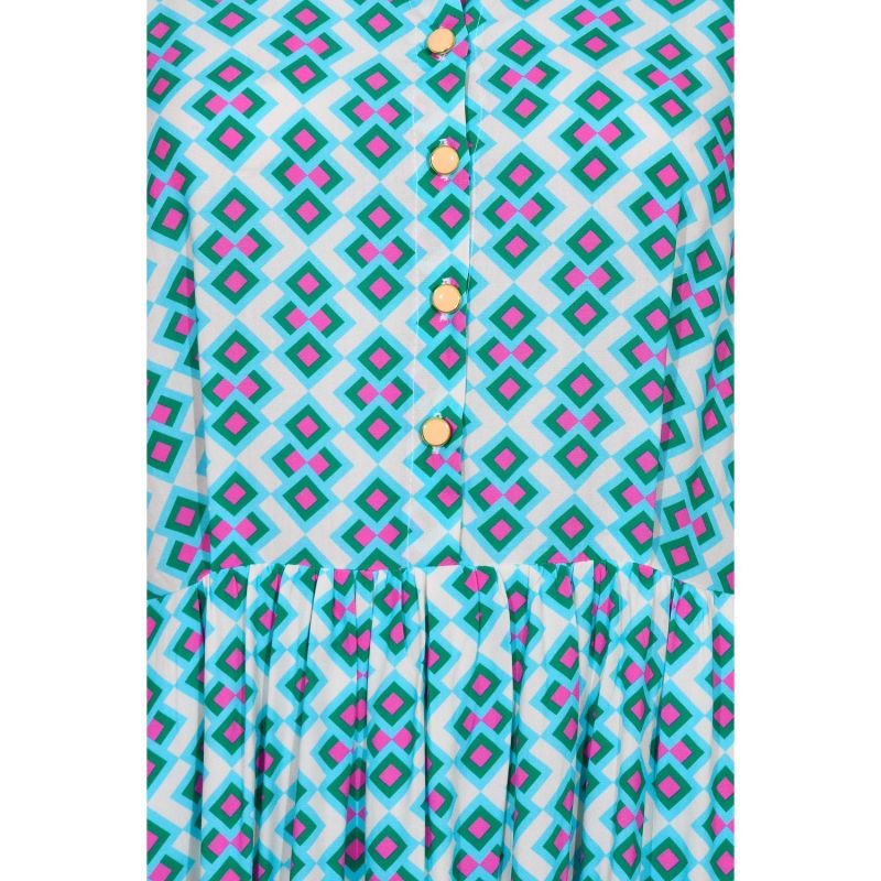 Longer Anastasia Dress Turquoise Crazy Pav Print image