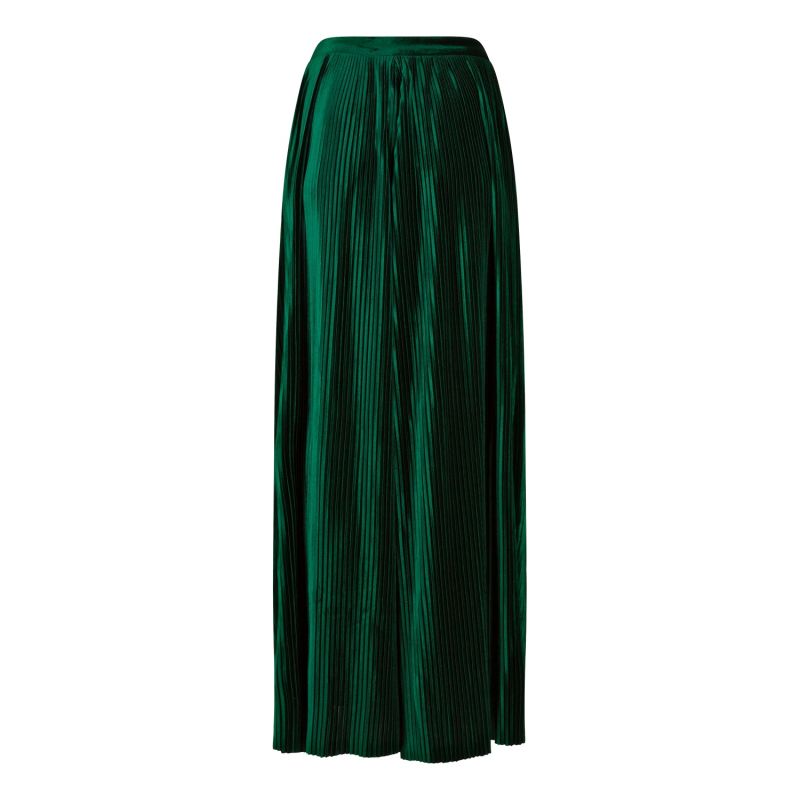 Loose Green High Waisted Velvet Trousers image