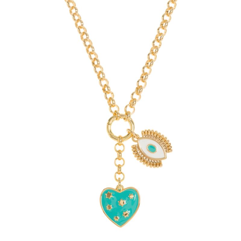 Turquoise Talisman Gold Belcher Chain Necklace image