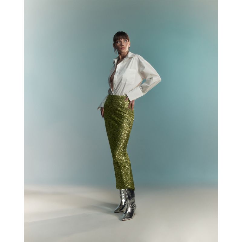 Lora Sequin Skirt - Green image