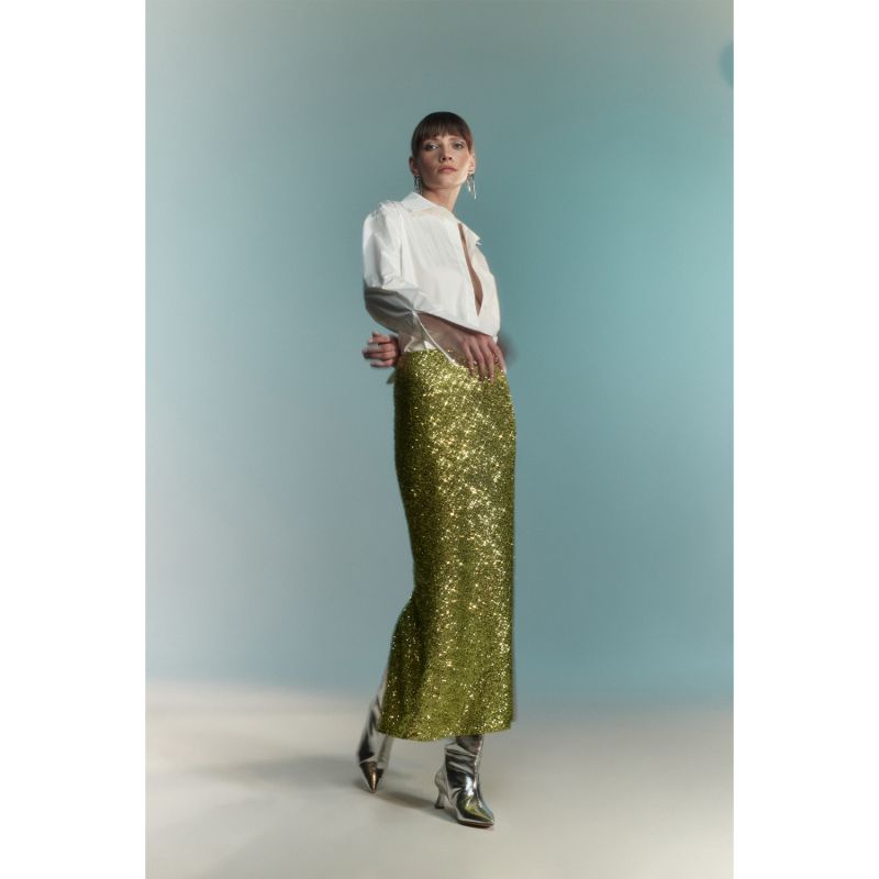 Lora Sequin Skirt - Green image