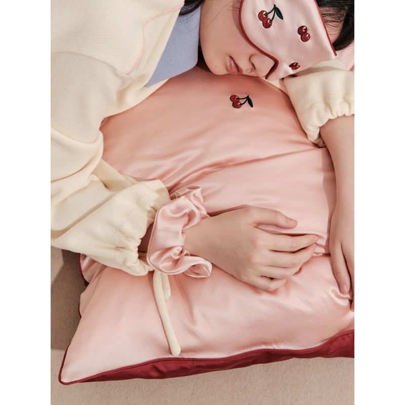 Lost Cherries 3 Piece Silk Gift Set - Silk Pillowcase & Silk Sleep Eye Mask & Silk Scrunchie image