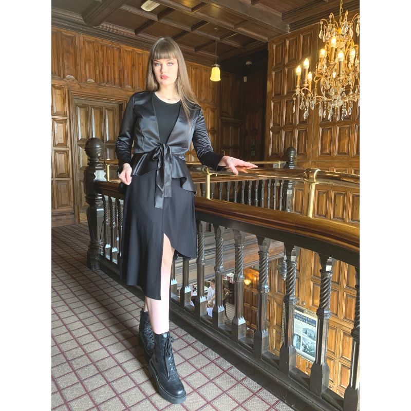 Masquerade Peplum Jacket In Satin With Tie Frock Tales Wolf & Badger