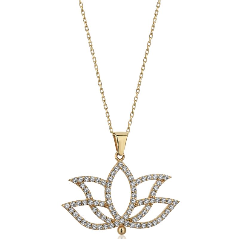 Lotus Necklace In 14K Gold image