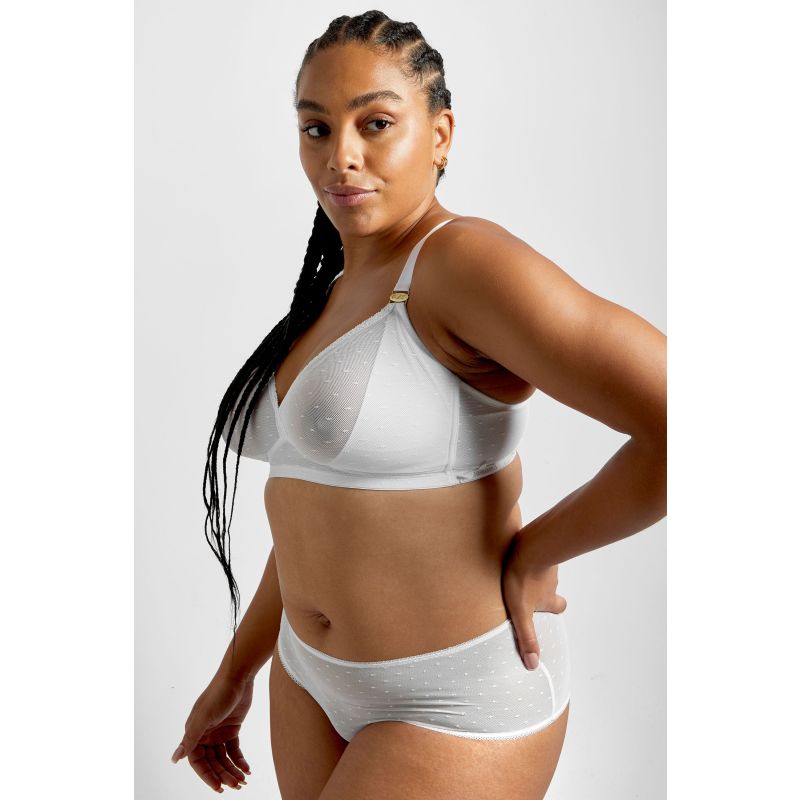 Lotus Recycled-Lace Fuller-Cup Soft Bralette - Glacier White image