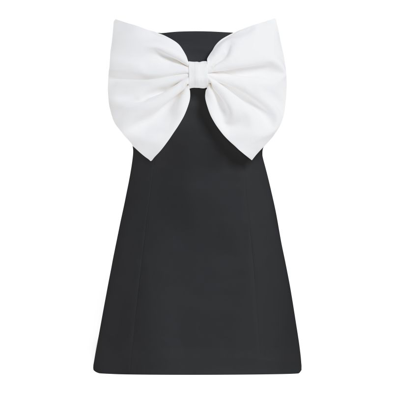 Love Affair Statement Bow Mini Dress, Black & White image