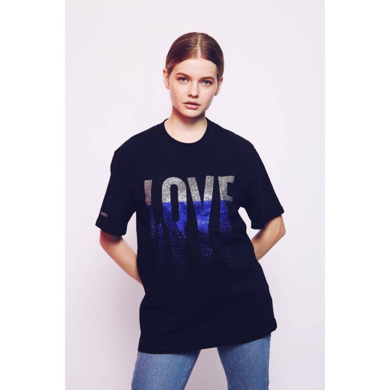 Love Rhinestoned T-Shirt - Black image