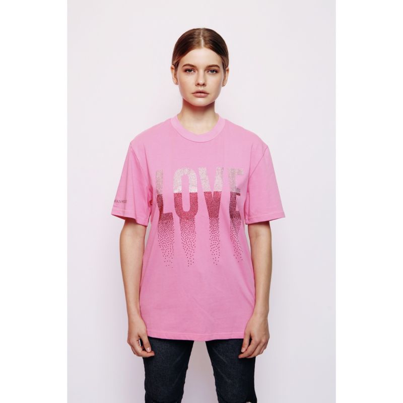 Love Rhinestoned T-Shirt - Pink image