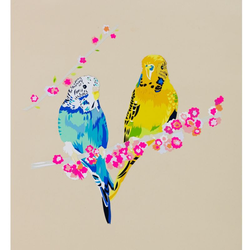 Loving Budgies Limited Edition Fine Art Giclee Print Size M image