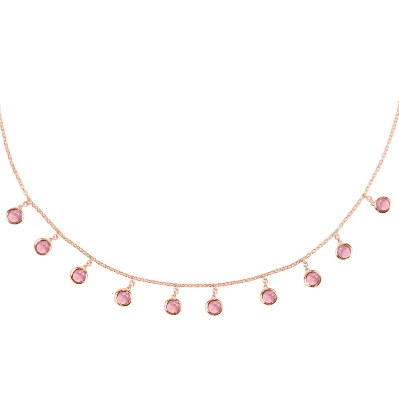 Florence Round Gemstone Necklace Rosegold Pink Tourmaline image