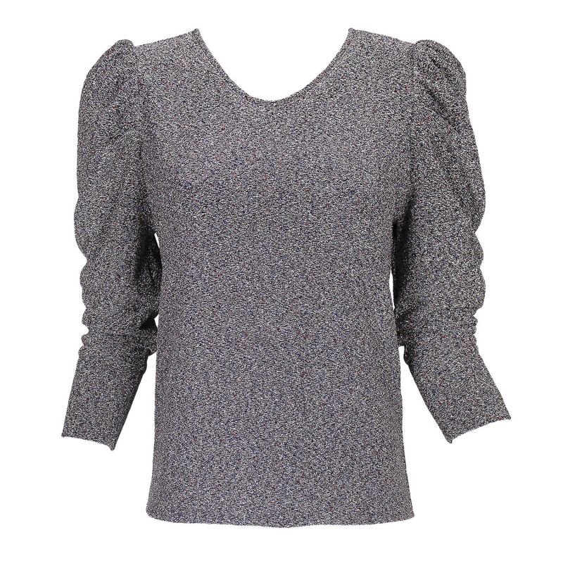 Silver Knitted Round Neck Blouse image