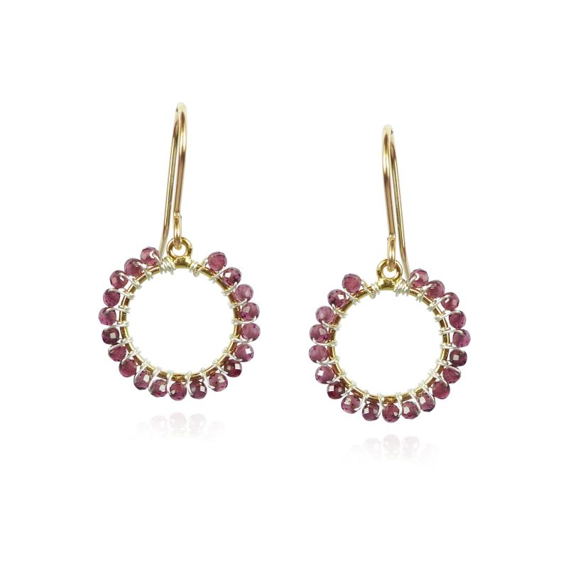 Garnet Hoop Earrings image