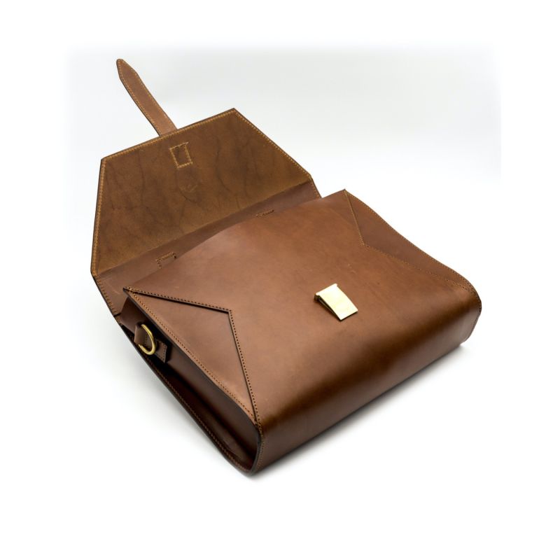 Leather Briefcase Cuoio Brown image