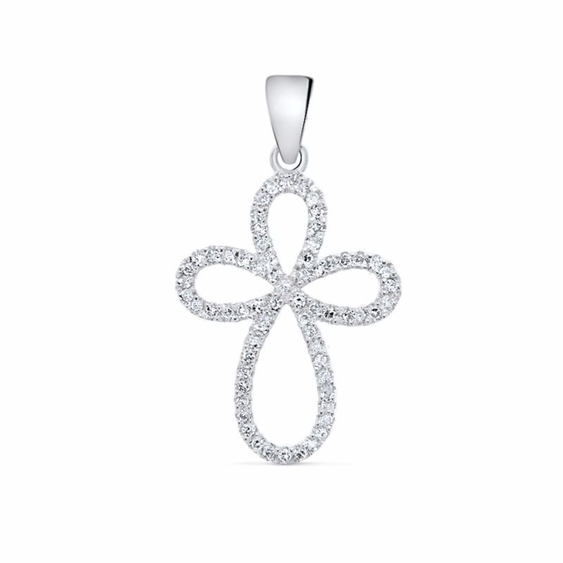 14K White Gold Diamond Cross Pendant image