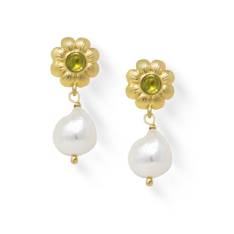 Mini Flower Gold-Plated Peridot Earrings image