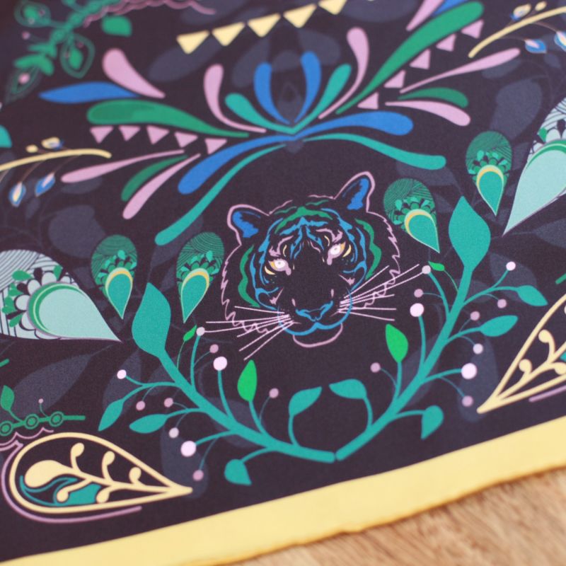 Silk Scarf With Night In The Jungle image