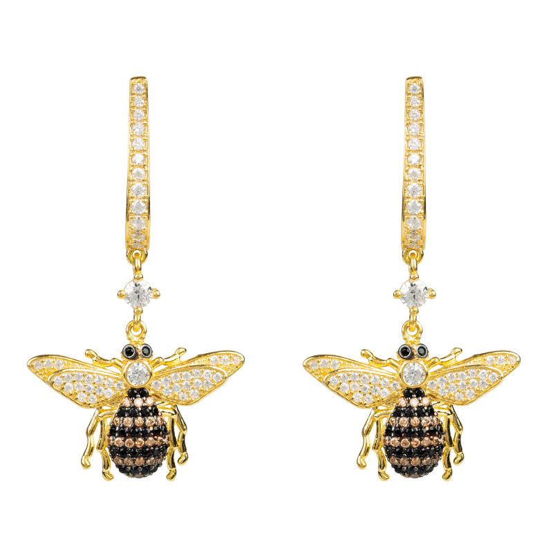 Honey Bee Drop Earrings Gold image