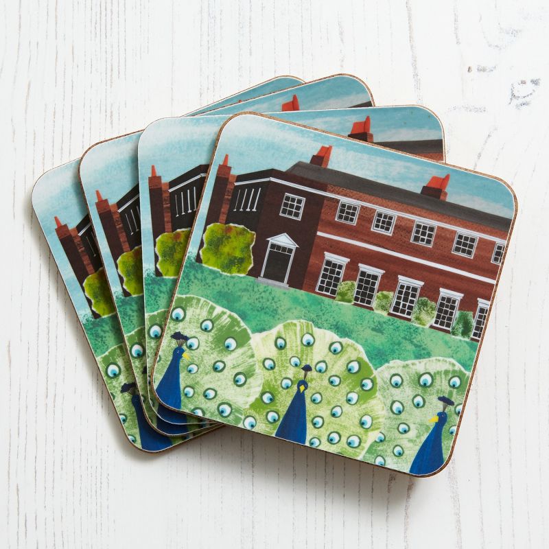 Set Of Four Peacocks At The Palace Coasters image