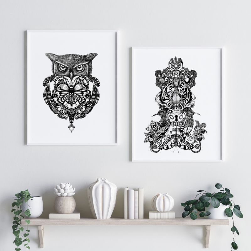 'The Owl & Pocket Watch' Fine Art Print A4 image