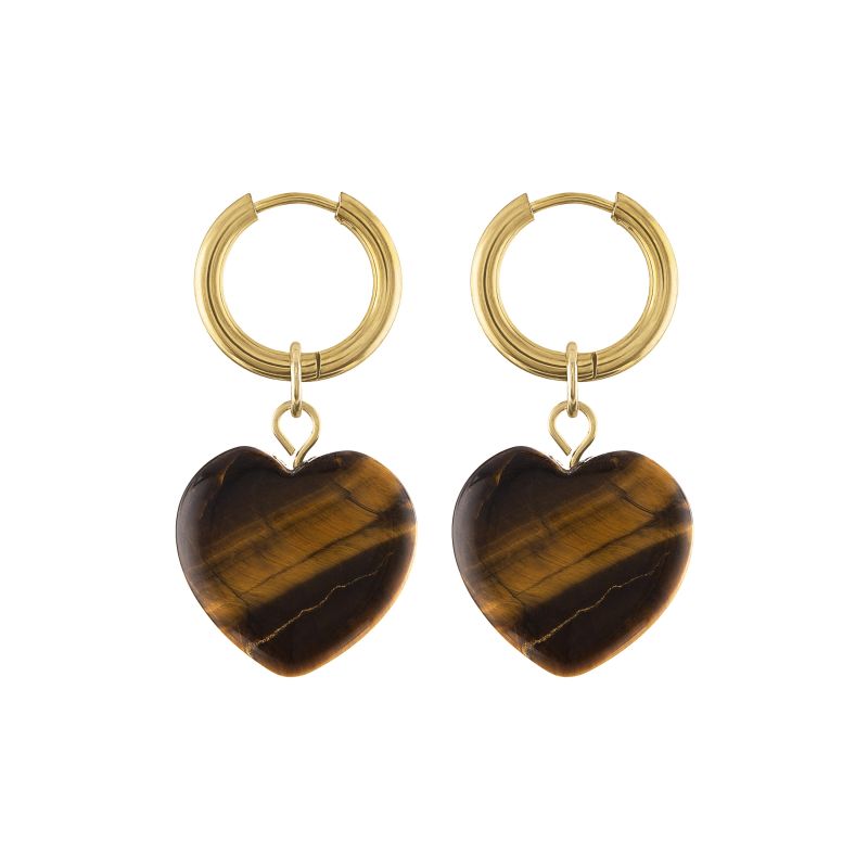 Adele Semi Precious Stone Heart Hoop Earrings image