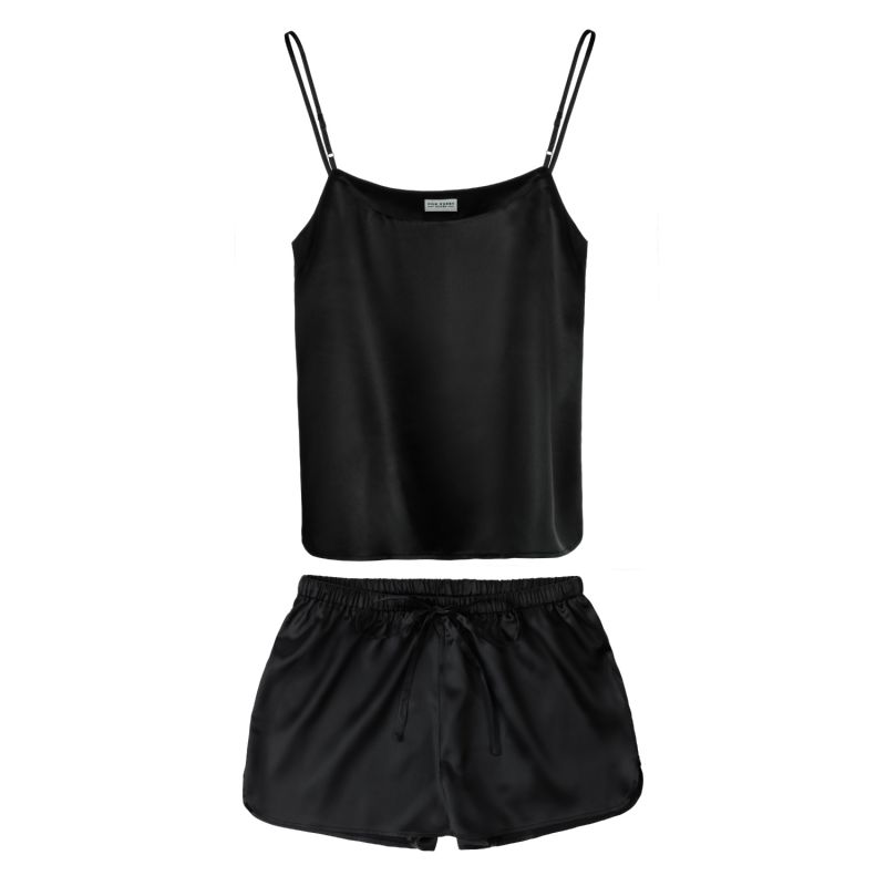 Silk Cami & Shorts Pyjama Set - Black image