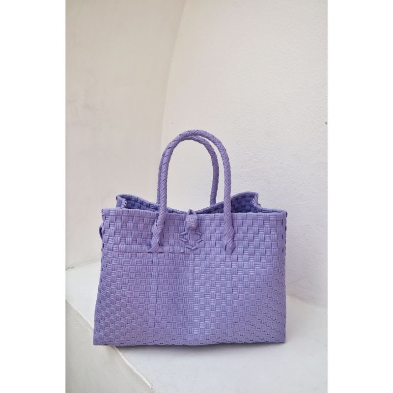 Lola Recycled Plastic Woven Tote Large In Lavender image