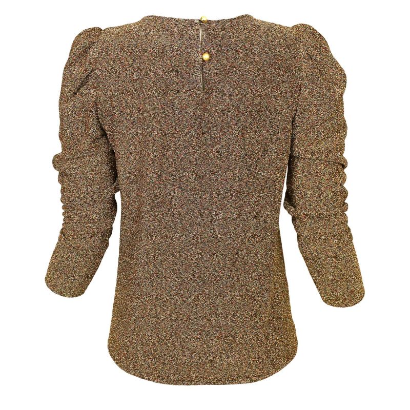 Gold Knitted Round Neck Blouse image