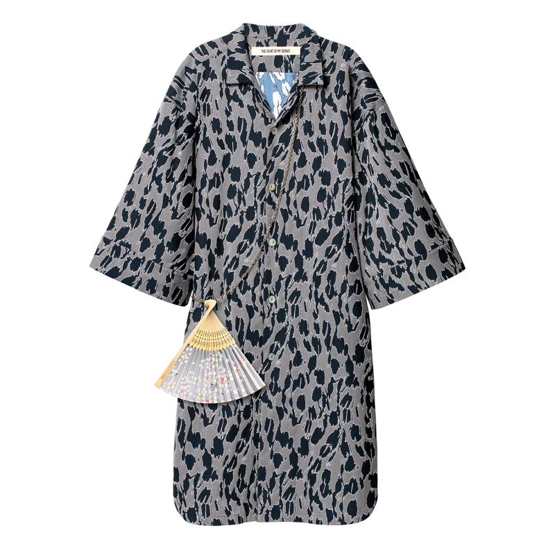 Yukata Shirt Navy Blue & White image