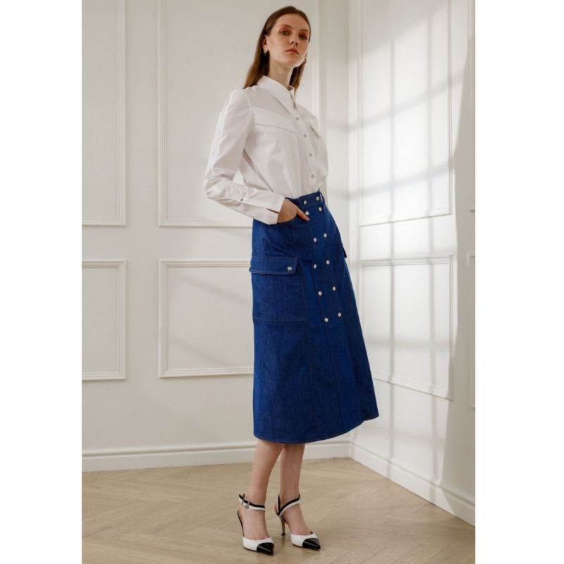 Saskia A-Line Denim Skirt In Blue image