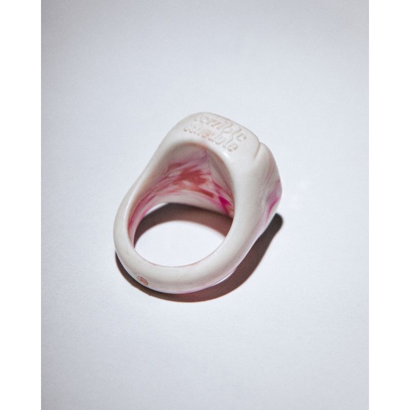 Recycled Plastic Stone Ring Pink image