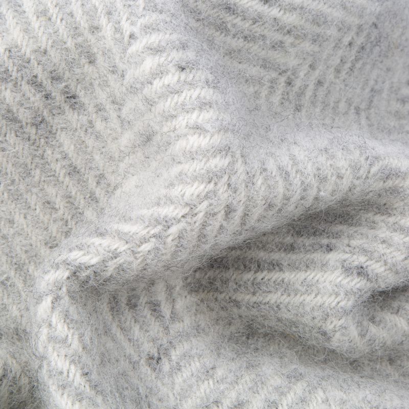 Traditional Herringbone Pure New Wool Blanket - Light Grey image