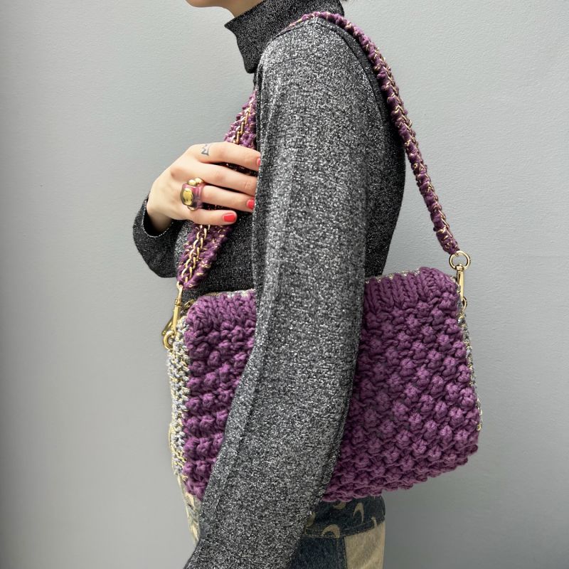 Luar Hand Knitted Bag - Purple image