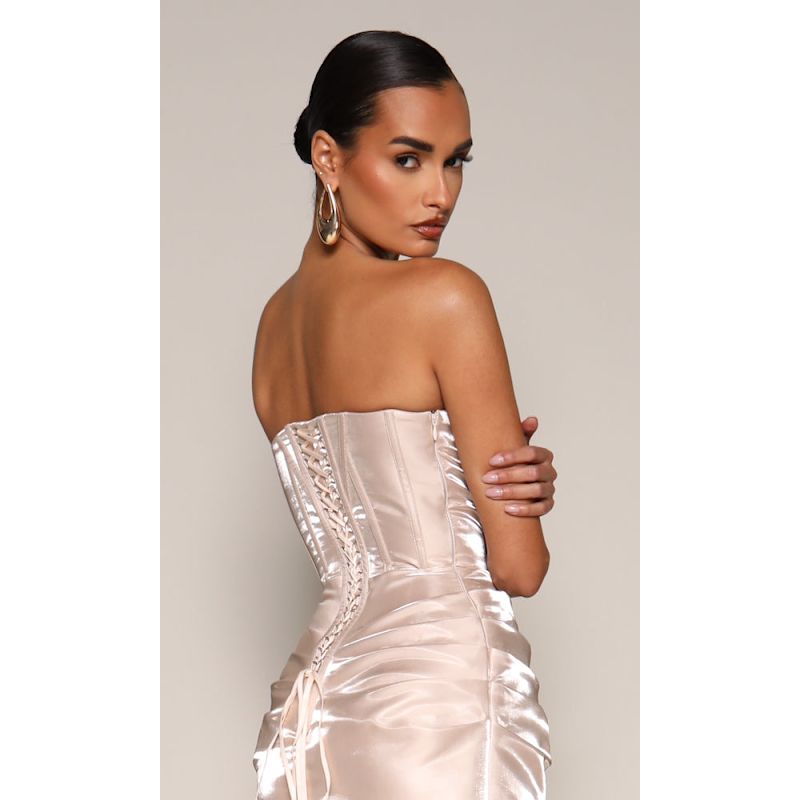 CHAMPAGNE LUXE STRAPLESS MIDI