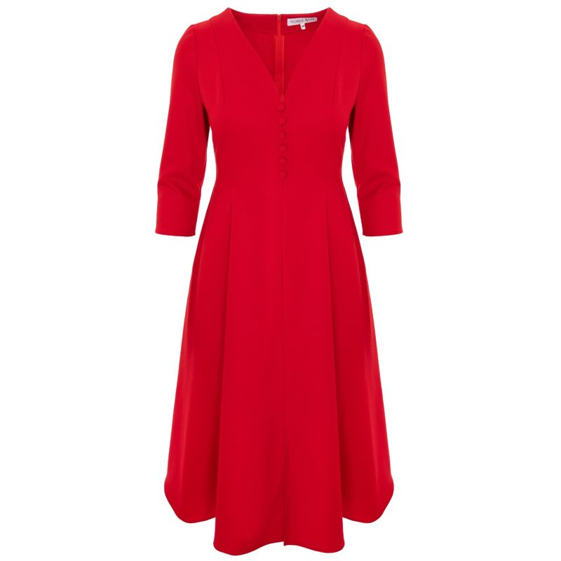 Lucienne Fit And Flare Midi Dress In Red image