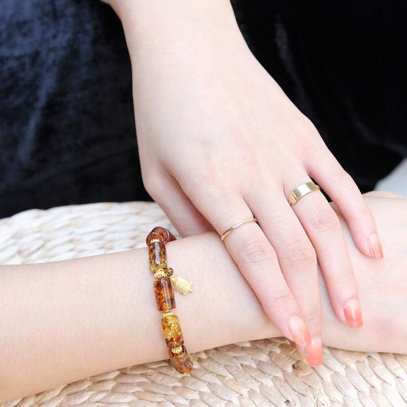 Lucky Amber - Tube Beaded Charm Bracelet image